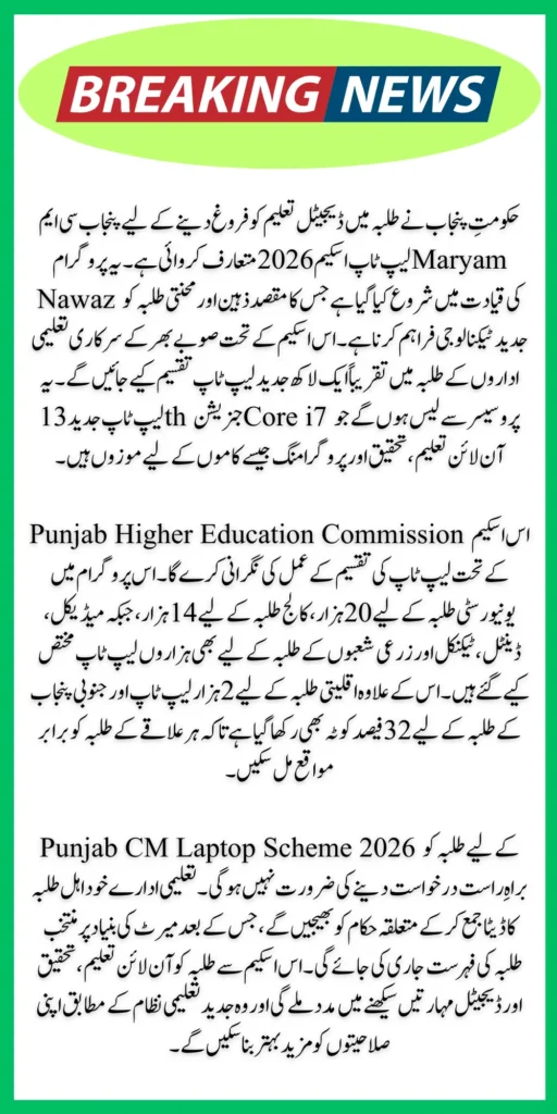 Punjab CM Honhaar Laptop Scheme 2026 Online Application Form Submitted Guide