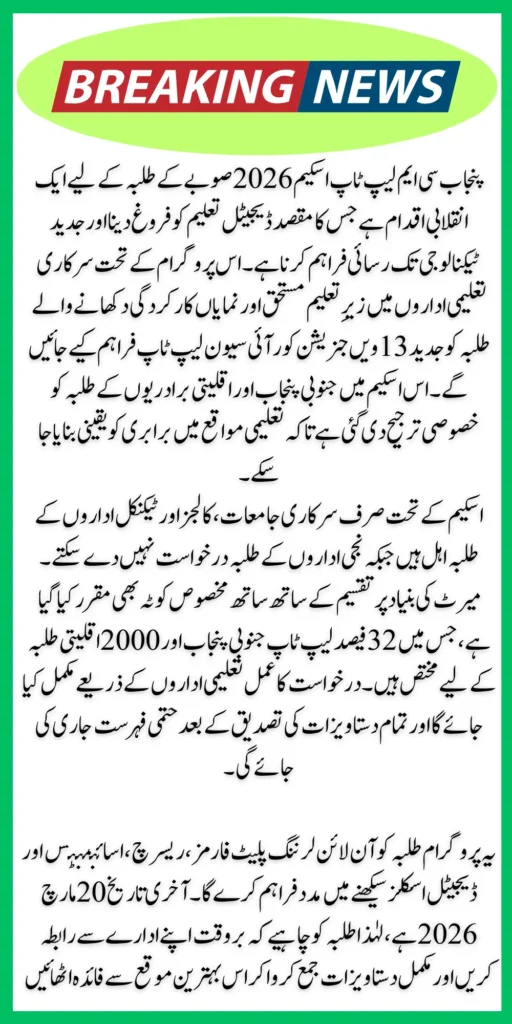 Punjab CM Laptop Scheme 2026: Empowering Students Through Digital Education