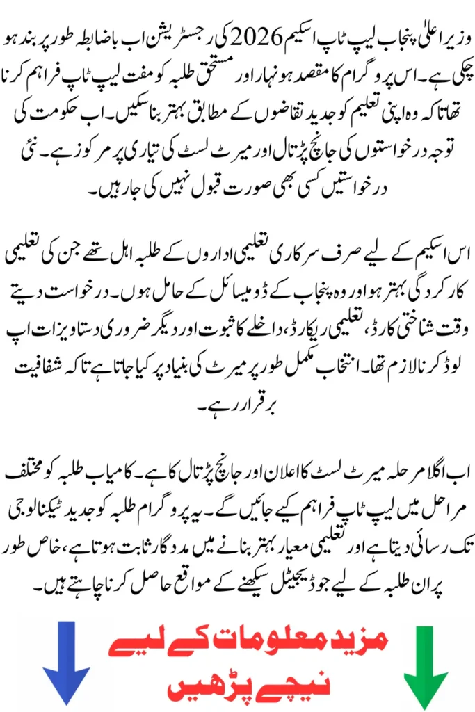 CM Punjab Laptop Scheme 2026 Registration Has Been Closed 