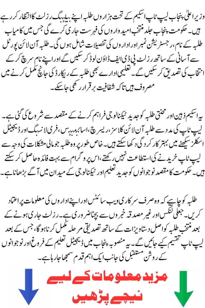 Maryam Nawaz Laptop Scheme 2026 Balloting Result PDF Download 